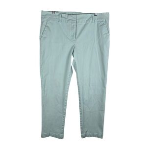 Talbots Women's The Daily Ankle Mint Green Stretchy Slit Pockets Casual Pants 14